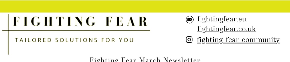 Masthead of the Fighting Fear March newsletter designed by Gloria